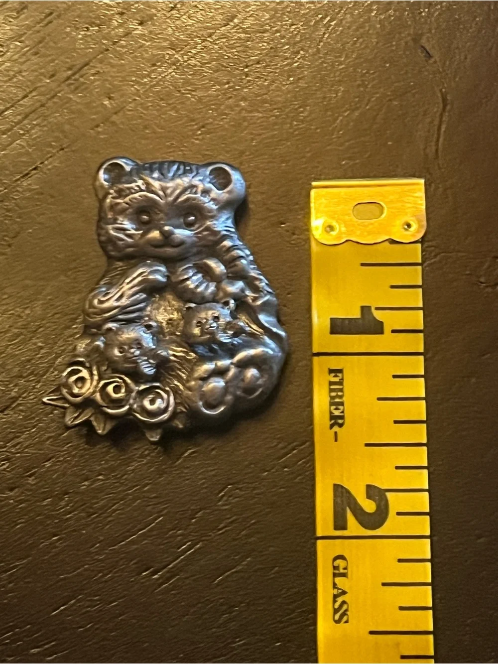 Vintage Torino Pewter Teddy Bear Brooch with Matching Stud Earrings